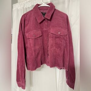 Pink Corduroy Cropped Shacket Size 1X